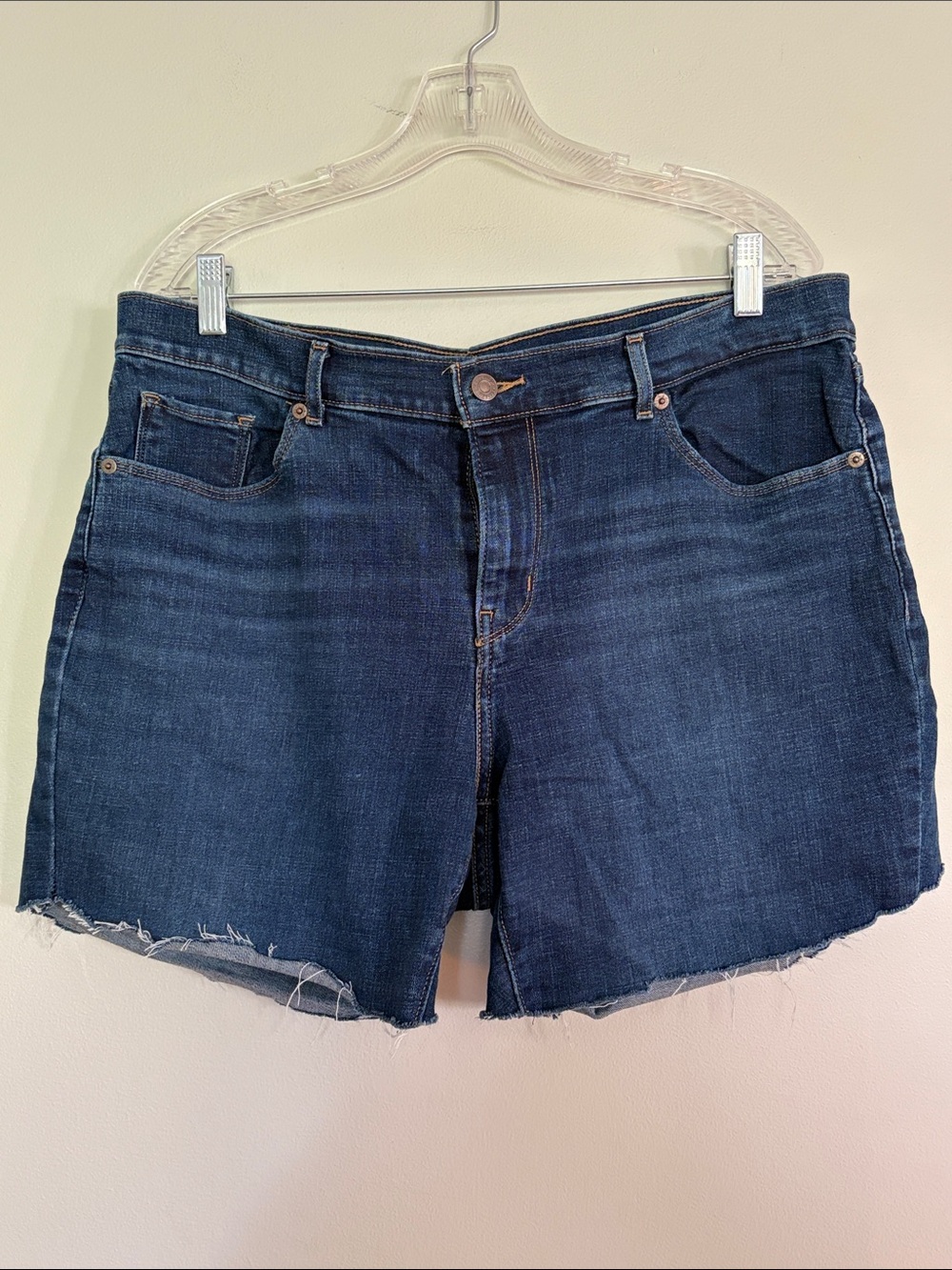 Levi's Dark Blue High-Rise Cutoff Jean Shorts 5 Pocket Design - 32 -